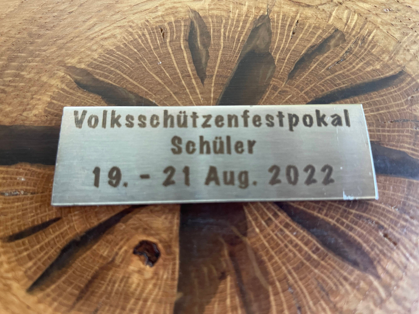 Pokalplakette (Edelstahl gebürstet) 70 x 25 mm mit 3-zeiliger Gravur