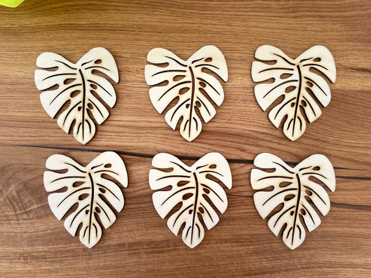 6 Untersetzer Monstera 'Deliciosa' aus Holz